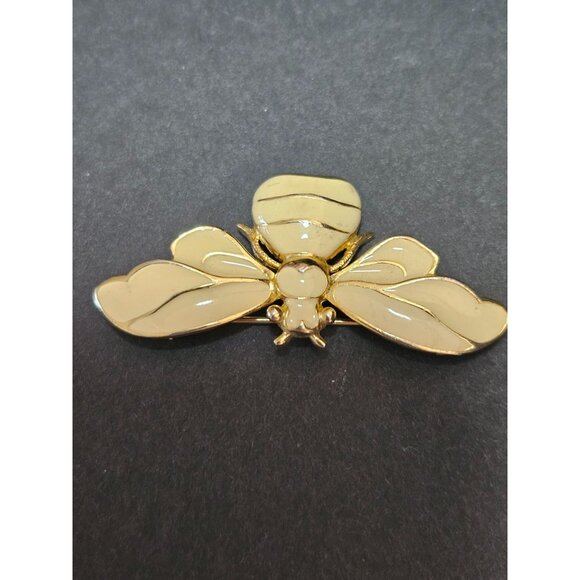 **Sale** Vintage gold tone cream bee brooch - Picture 8 of 11